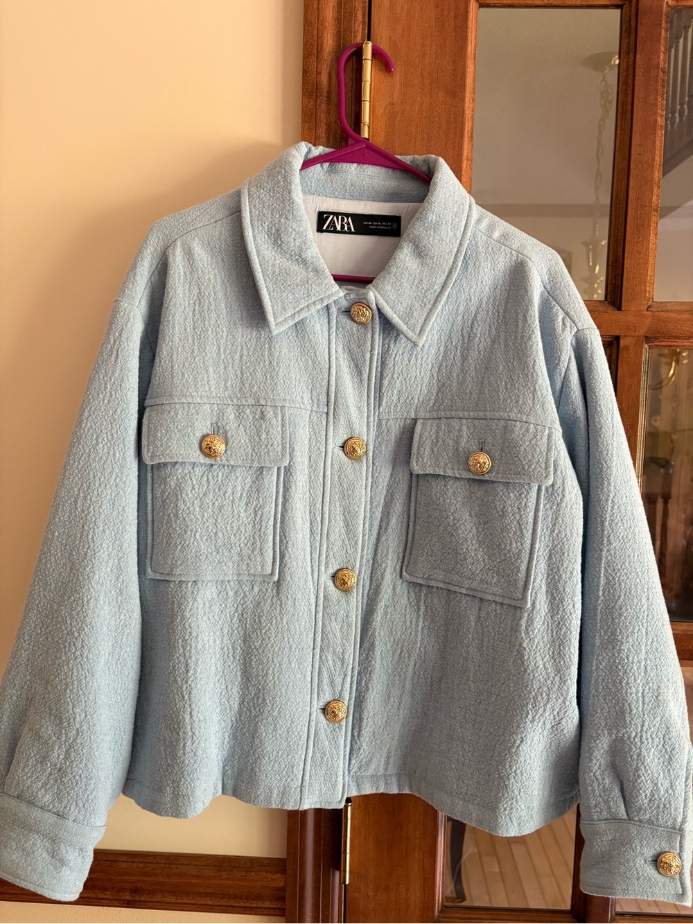 Zara Quilted Jacket with Gold Buttons size XL